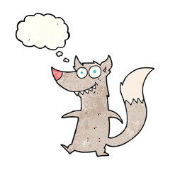 thought bubble textured cartoon little wolf