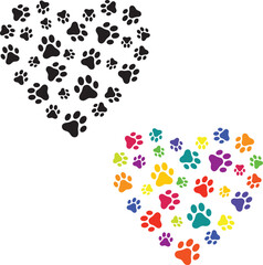 Paw print heart, Paw print rainbow, Dog love, Cat love 