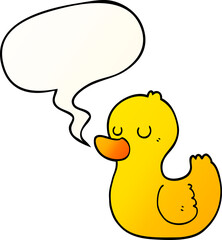 cartoon duck and speech bubble in smooth gradient style