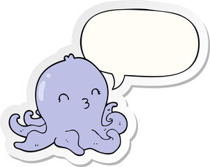 cartoon octopus and speech bubble sticker