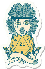 human barbarian with natural 20 dice roll sticker