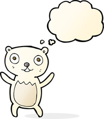 cartoon polar bear cub with thought bubble