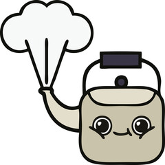 cute cartoon steaming kettle