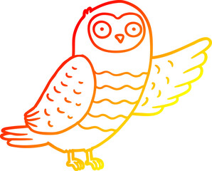 warm gradient line drawing cartoon owl pointing