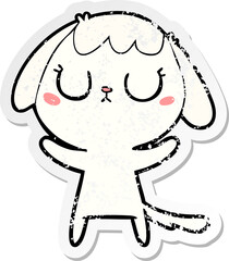 distressed sticker of a cute cartoon dog