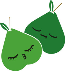 flat color retro cartoon pears