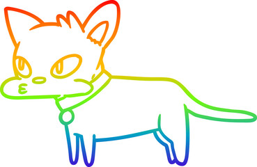 rainbow gradient line drawing cartoon cat
