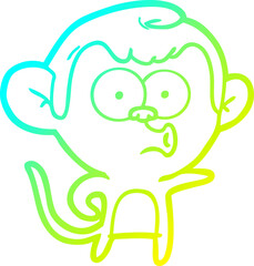 cold gradient line drawing cartoon pointing monkey