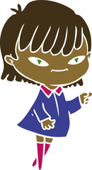 flat color style cartoon pointing woman