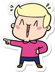 sticker of a cartoon excited man