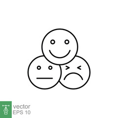 Face emoticon line icon set. Testimonials and customer relationship management concept. Simple outline style. Vector illustration isolated on white background. EPS 10.