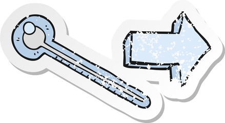 retro distressed sticker of a cartoon thermometer