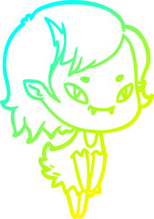 cold gradient line drawing cartoon friendly vampire girl