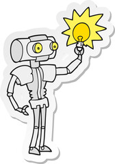 sticker of a cartoon robot with light bulb