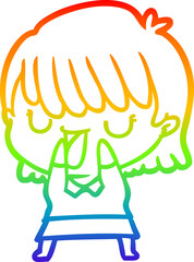rainbow gradient line drawing cartoon woman