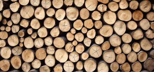 Pile of wood logs stumps