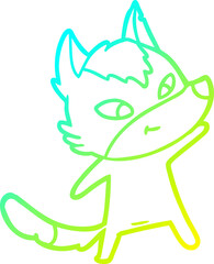 cold gradient line drawing friendly cartoon wolf