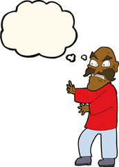 cartoon angry old man with thought bubble