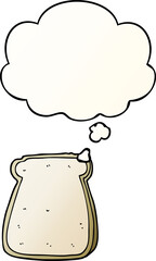 cartoon slice of bread and thought bubble in smooth gradient style