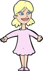 cartoon woman with open arms