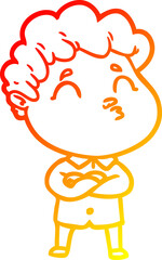 warm gradient line drawing cartoon man pouting