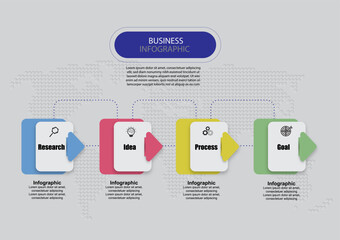 Infographic design for business concept on world map
