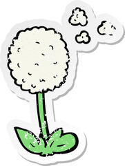 distressed sticker of a cartoon flower