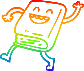 rainbow gradient line drawing cartoon happy book waving