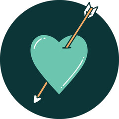 tattoo style icon of an arrow and heart
