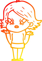 warm gradient line drawing cartoon stressed woman