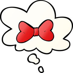 cartoon bow tie and thought bubble in smooth gradient style