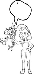 speech bubble cartoon electrician woman