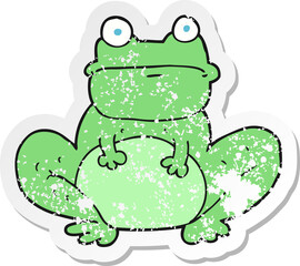 Obraz premium retro distressed sticker of a cartoon frog