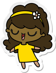 sticker cartoon of cute kawaii girl