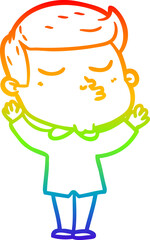 rainbow gradient line drawing cartoon model guy pouting