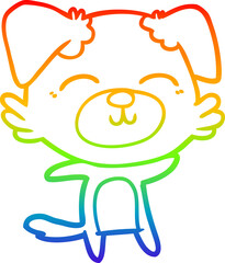 rainbow gradient line drawing cartoon dog
