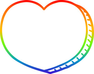 rainbow gradient line drawing cartoon love heart