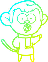 cold gradient line drawing cartoon shocked monkey