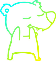 cold gradient line drawing cartoon bear