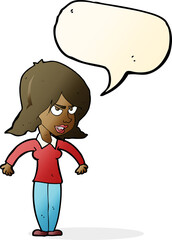 cartoon mean woman with speech bubble