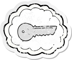 retro distressed sticker of a cartoon door key