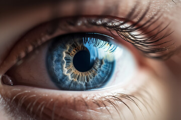 Beautiful macro shot of human blue eye