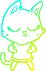 cold gradient line drawing calm cartoon cat