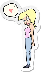 sticker of a cartoon woman in love
