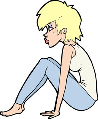 cartoon woman sitting
