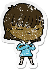 distressed sticker of a cartoon woman