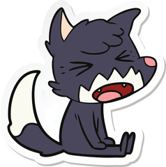 sticker of a angry cartoon fox sitting