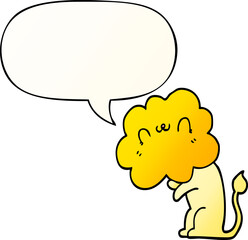 cartoon lion and speech bubble in smooth gradient style