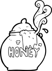 black and white cartoon honey pot