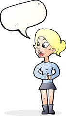 cartoon girl talking with speech bubble